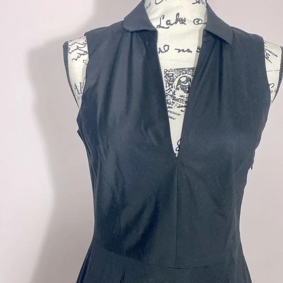 Theory Black Sleeveless Collared Black Mini Dress 2 - Picture 2 of 7